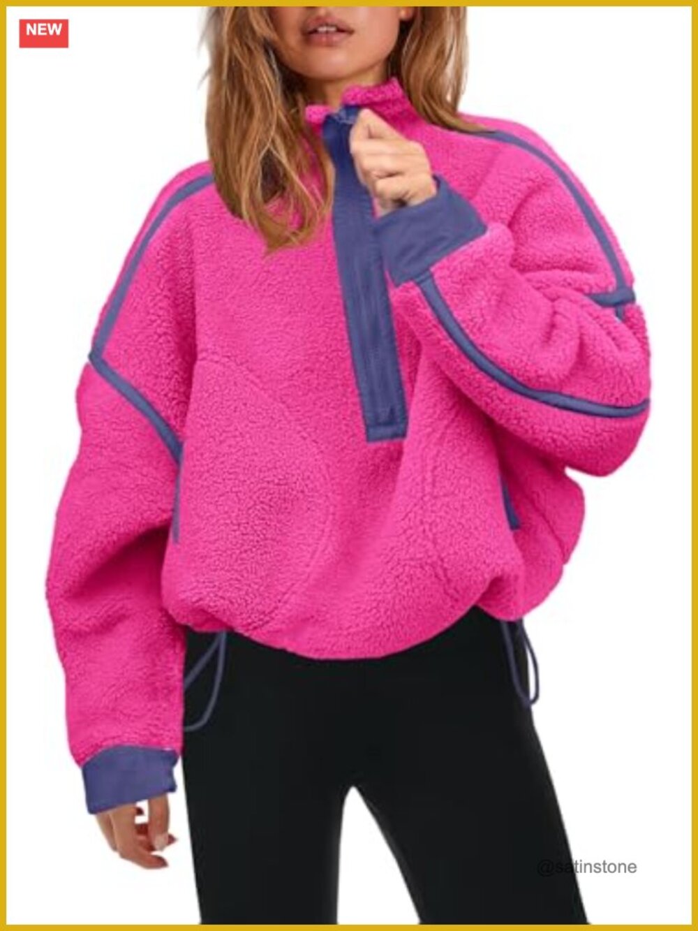 Womens Half Zip Fleece Pullover Sherpa Jacket Zip Pockets